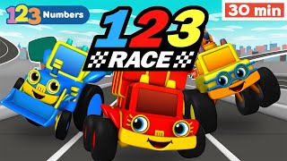 Learn numbers for kids with 123 Race | Numbers Song | Counting 1 to 10 | Vehicles & Games for Kids