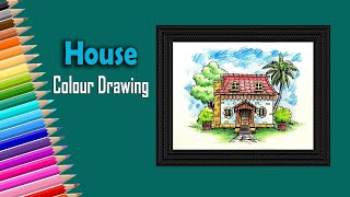 House Clipart drawing and colouring.