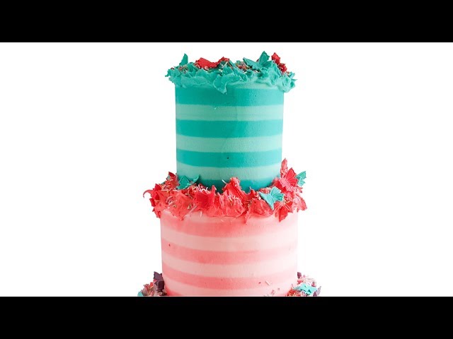 SUPER CUTE Striped buttercream CAKE tutorial- Rosies Dessert Spot