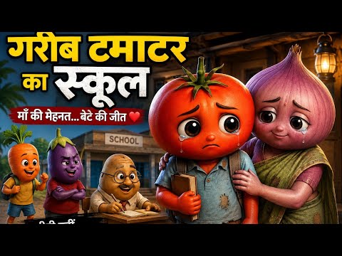 🍅 गरीब टमाटर का स्कूल 😢 | माँ की मेहनत ने बदल दी बेटे की जिंदगी | Emotional Vegetable Story