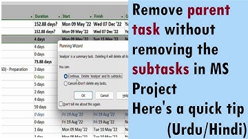 How to Delete Summary Task  in MS Project (Urdu/Hindi)