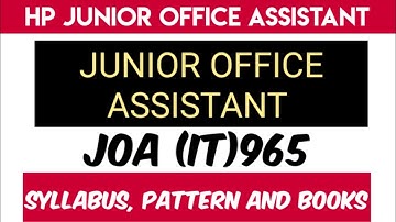 JUNIOR OFFICE ASSISTANT COMPLETE SYLLABUS || JOA IT 965 syllabus || Joa IT syllabus, books, pattern