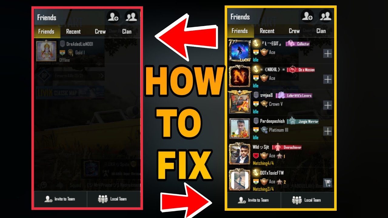 Pubg Mobile How To Fix Friend List After 2 Mb Update Youtube