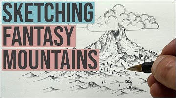 Drawing fantasy map mountains - full sketching process. Unlock creativity