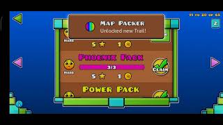 Collecting all 65 Map Pack rewards at once in Geometry Dash. screenshot 3
