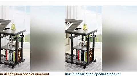 ✅Tribesigns Height Adjustable C Table with Wheels, Mobile Couch Snack Side Table, Sofa Beds