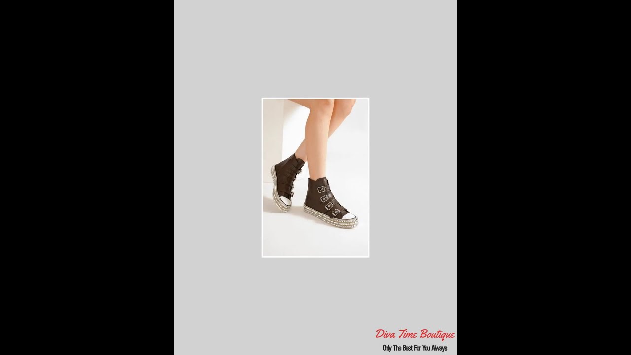 Beast Fashion Multi-Buckle Straps Studded Platform Sneakers