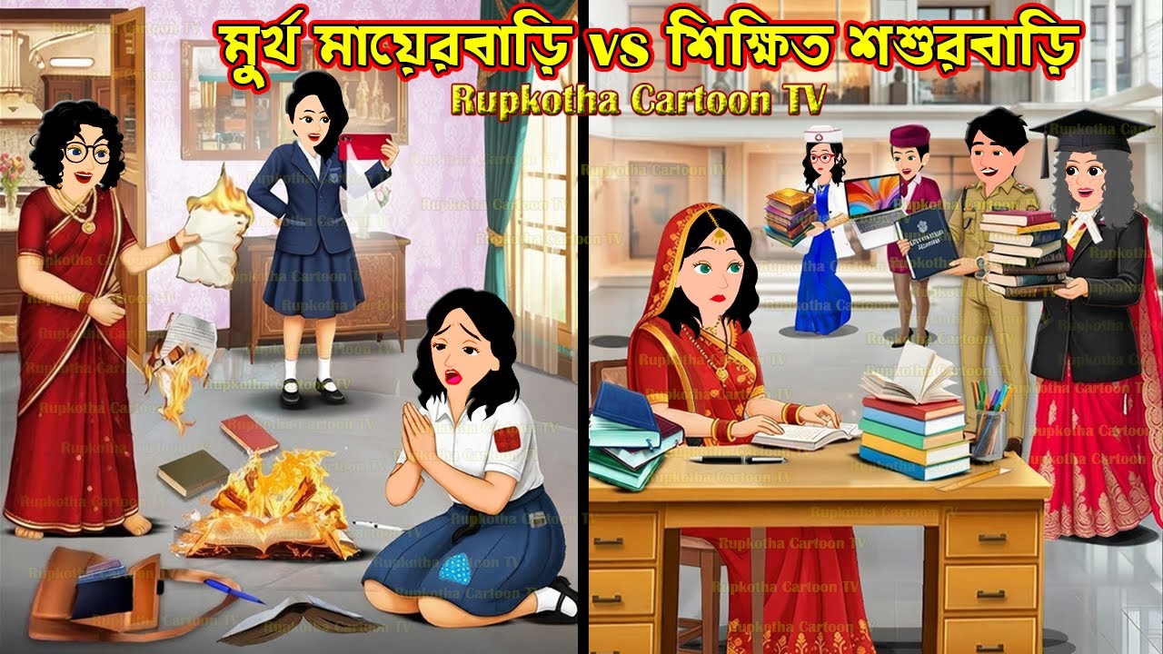 মুর্খ মায়েরবাড়ি Vs শিক্ষিত শশুরবাড়ি Murkho Mayerbari Vs Sikkhito Shosurbari | Rupkotha Cartoon TV