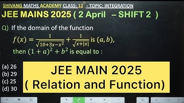 Q) If the domain of the function 𝑓(𝑥)=1/√(10+3𝑥−𝑥^2 )+1/√(𝑥+|𝑥|) is (𝑎,𝑏), then (1+𝑎)^2+𝑏^2 is equal