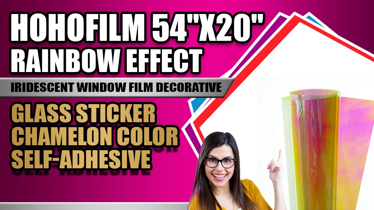 HOHOFILM 54"x20" Rainbow Effect Iridescent Window Film Decorative Glass Sticker Chamelon