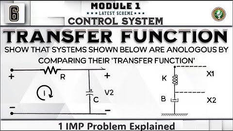 6 Control Systems Transfer Function 1 IMP Problem Explained Module 1 4th Sem ECE VTU BEC403