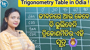 ତ୍ରିକୋଣମିତି ସହଜ ସୂତ୍ର ll Trigonometry Table Trick in Odia ll Trigonometry Formula Simple Method
