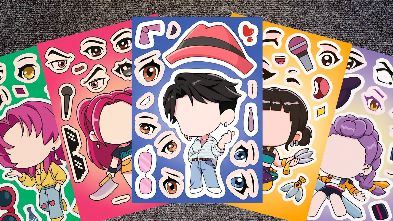 [🌸paper diy🌸] HUNTRIX x SAJA BOYS 💜 KPOP DEMON HUNTERS Sticker Book | ASMR