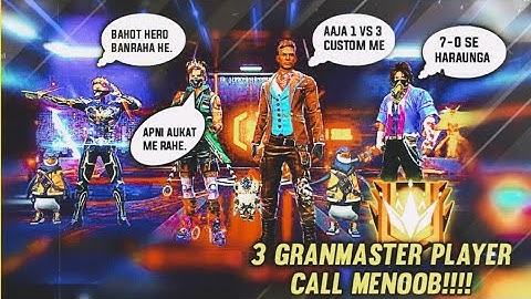 Random Rich Grandmaster player call me noob 😡😠1vs3 clash squad challenge 🔥🔥 Part -1