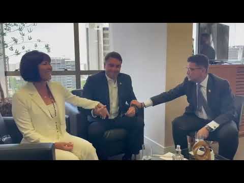 Gladson e Marcia Bittar em encontro com Flávio Bolsonaro