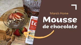 Mousse de chocolate. Receta vegana, alta en proteína. Fácil, con solo 5 ingredientes. 