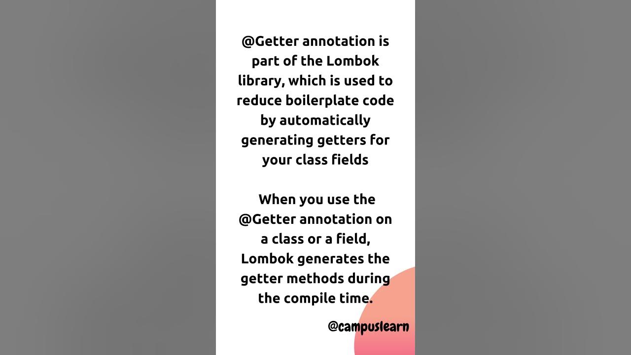 @Getter Annotation | Springboot Annotations | Project lombok # ...
