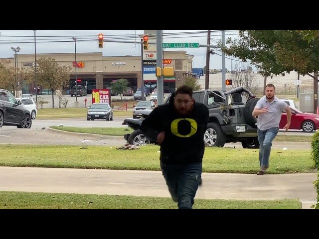 WATCH: Bystander chases, pins down drunk driver who tried to run away after killing Texas officer class=