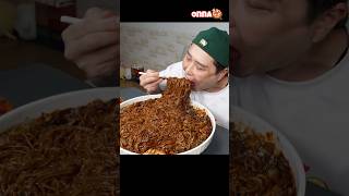 58kg Korean Black Bean Noodles Jajangmyeon Asmr Mukbang  noodlefighter