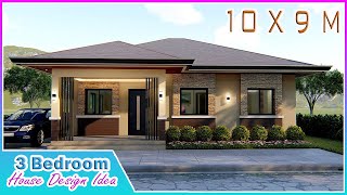 SMALL HOUSE DESIGN | 10 X 9 Meters | 3 bedroom Simple House