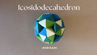Modular Origami Dodecahedron Sphere with inverted Icosahedral Features ⬠  By Tomoko Fuse