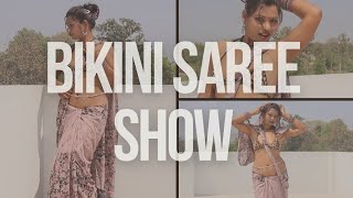 Low Waist Saree Sundari with bikini Saree fashion show model pinki Tiwari
