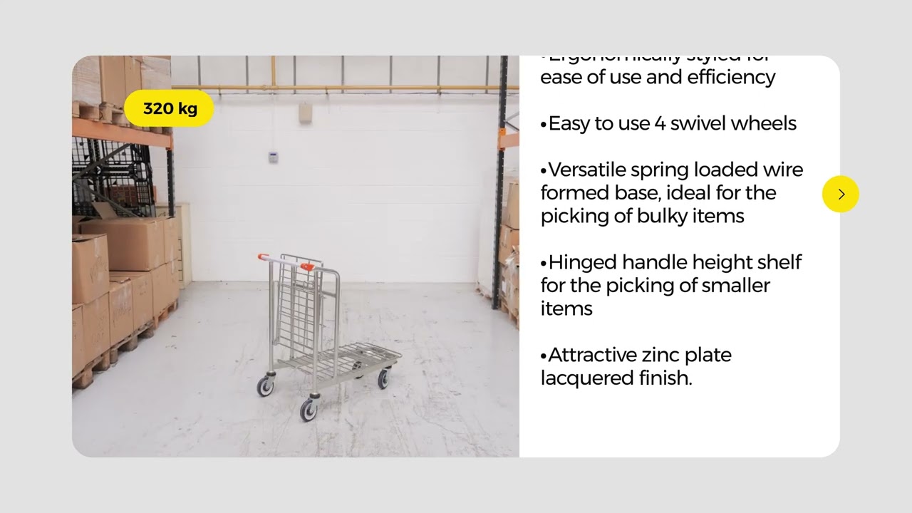Nestable Stock Trolley with Folding Shelf - 320kg Capacity | Versatile & Space-Saving Design