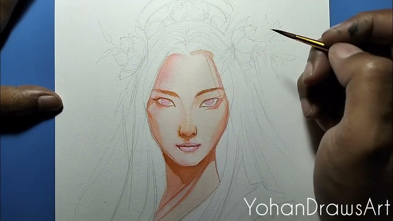 GEISHA Drawing water colour demonstration Yohan Draws Art YouTube