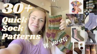 30+ DK and Worsted Weight Sock Patterns (Knit AND Crochet)