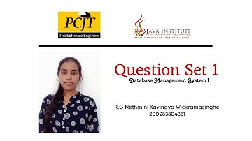 Question Set 1 | Database Management System 1 | Java Institute | R.G.N Kavindya Wickramasinghe