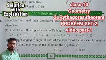 Class 10 problem set 2 (part 1) geometry 2. Pythagoras theorem