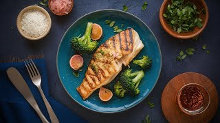 How To Cook Grilled Fish Fillet with Hissar and Broccoli
