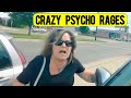 Crazy lady freaks out and rages in the street
