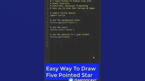 Draw Star in Python Turtle Graphics - Draw 5 Pointed Star #python #pythonprogramming #shorts