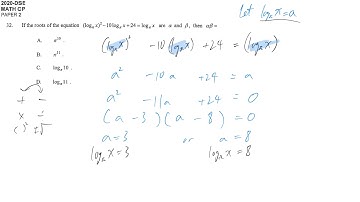 DSE maths core 2020 paper2 #32 log quadratic equation
