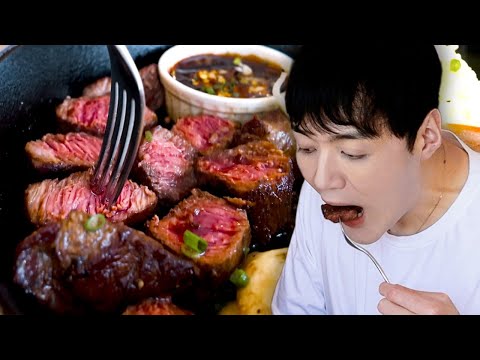 차 선물 받고 바로 기분째지는 스테이크 먹방