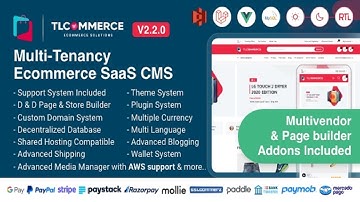 TLCommerce SaaS Laravel  VueJS Powered Multi Tenancy Ecommerce SaaS CMS