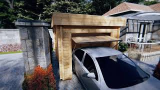 Garaje de madera con puerta basculante Hörmann “C” / 3x6m / 44mm