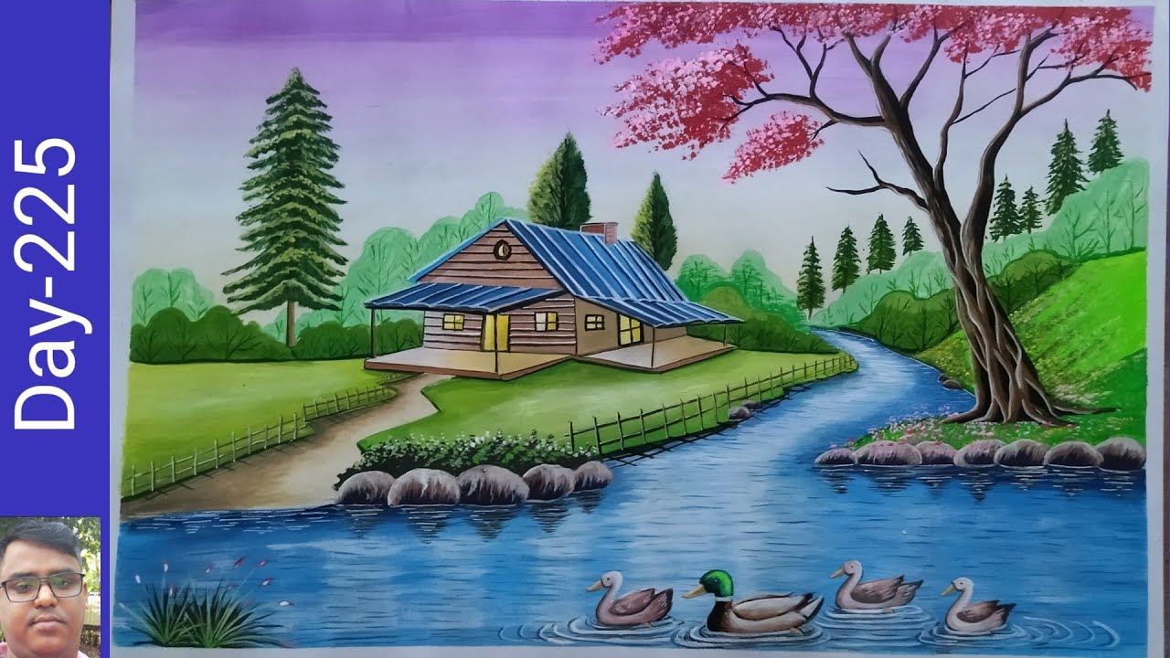 How to Paint a Beautiful Village Landscape (Step by Step)