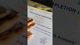 Certificate For Bootcamp On Cybersecurity And Network Ysis