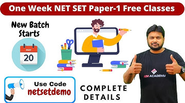 NET SET Paper-1 One Week Free Classes | UGC NET Paper-1 Classes