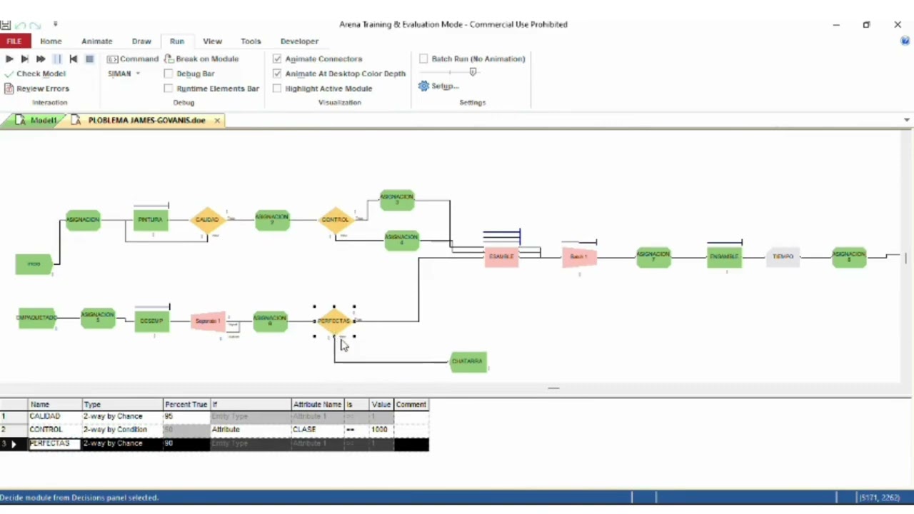 Simulación de proceso de producción en arena 