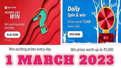 Amazon Funzone Quiz Answers Today|1 March 2023|@DailyQuizTime