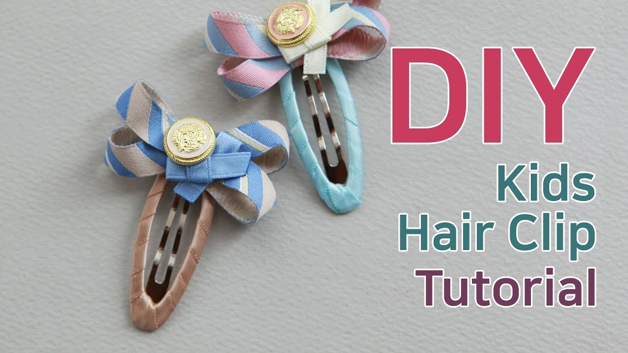 DIY/(BK717)먼데이똑딱핀/How To Make A Stripe Ribbon Hair Clip/똑딱핀/똑딱핀만들기/리본공예