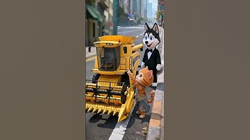 Shocking! Transformer Kitten Got a Combine Harvester 🚜 ​#shorts​ #ai​ #cat ​#funny ​#kitten #robot