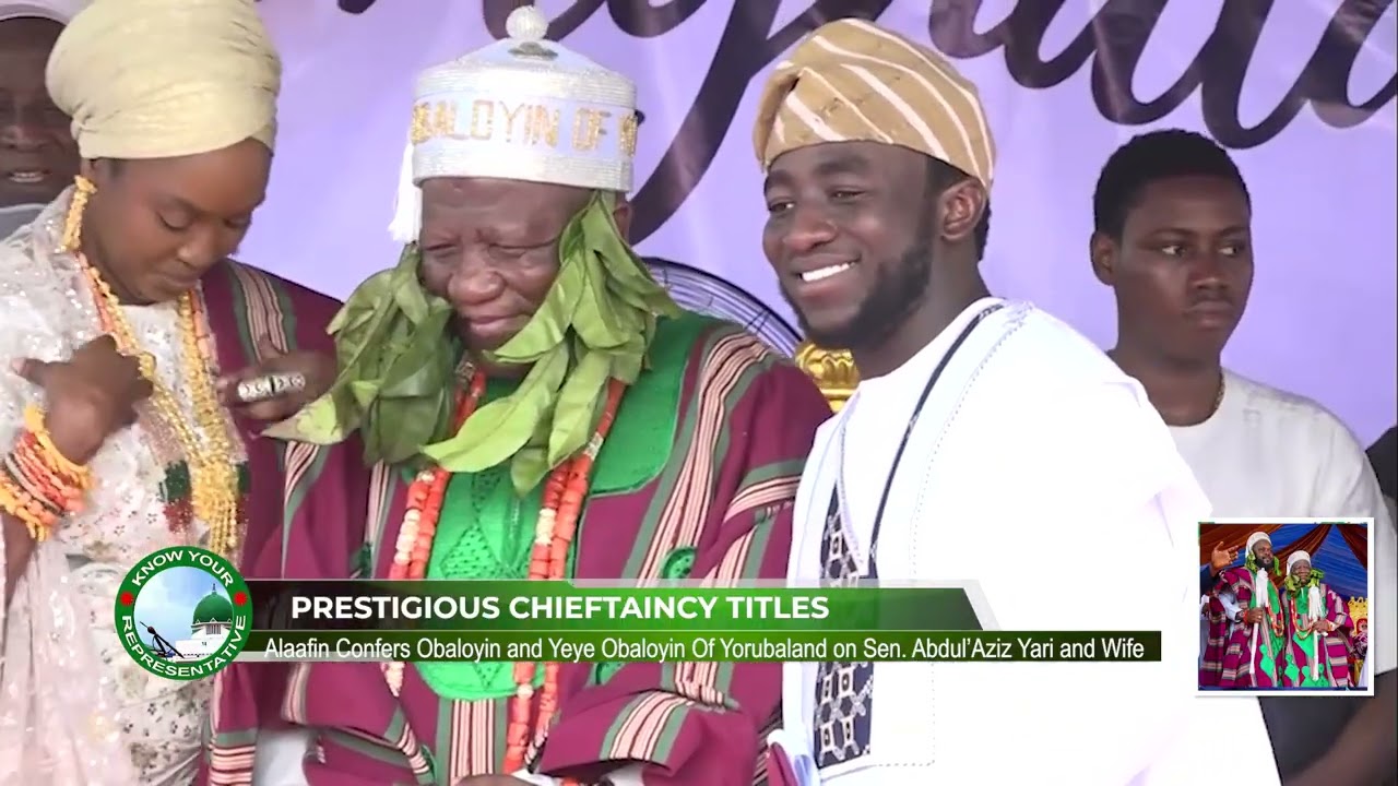 KYR with Mariah Sen.Abdulaziz Yari & Wife, Seyi Tinubu, being  conferred with prestigious  Titles
