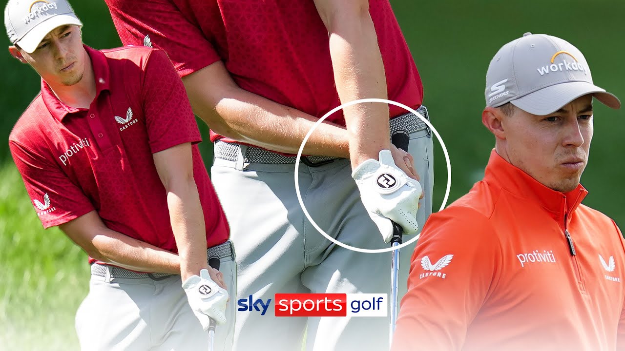 What shots does Matt Fitzpatrick hit cross-handed — and why?