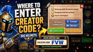 🎮 Where to Enter a Creator Code in Big Helmets!