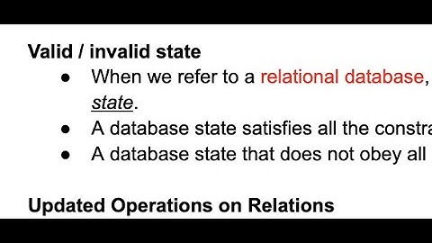 Valid, invalid state & Update Operations on Relations |  Relational Data Model & Database Constraint