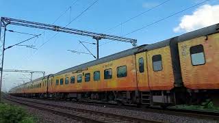 Powerful Locomotive WAP 7  pulling 22824 Bhubaneswar Tejas Rajdhani Express #train #travel #wap7